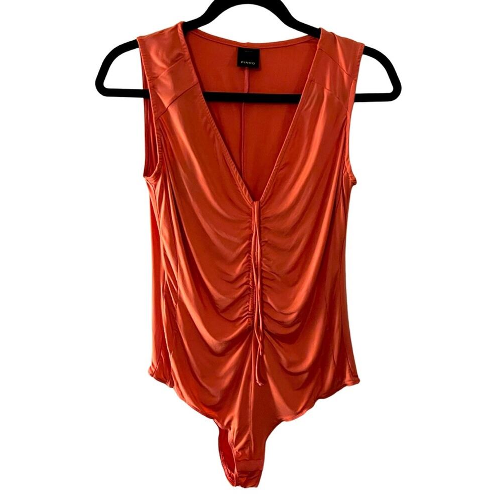 Pinko Valentina Ruched Tie Bodysuit- Pink Size M